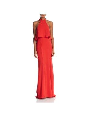Avery G Womens Avery G Womens Ruffle Trimmed Halter Gown Size 6